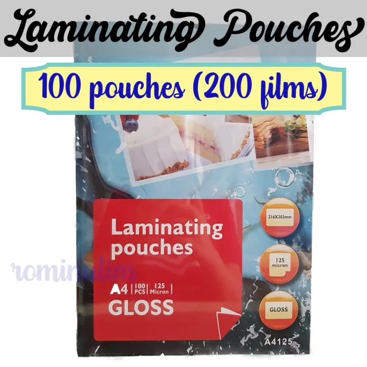 Laminating Pouches 200 Films (100 Pouches) A4 short long 125 microns
