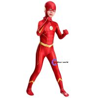 Boy The Flash Muscle Superhero Fancy Dress Kids Fantasy Comics Movie Carnival Party Halloween Cosplay Costumes