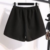 【45-150kg】 Plus Size Shorts With Elastic Waist And Pockets Solid Color Large Size Wide Leg Shorts Casual High Waist Shorts Womens Big Size Short Pants Loose Fit Shorts Sweatpants