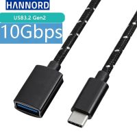 Hannord kabel Data tipe-c kabel Data tipe-c kabel kepang USB 3.1 10Gbps kabel ekstensi USB Female kabel Data OTG