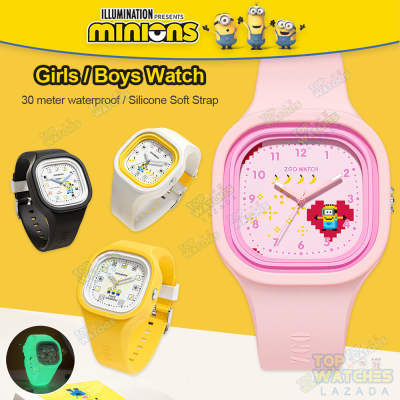 100% ของแท้ MINIONS นาฬิกาสำหรับเด็กผู้หญิงนาฬิกากันน้ำนาฬิกาควอตซ์สำหรับเด็กนาฬิกาข้อมือเด็ก Clear Luminous Scratch Resistant 8877