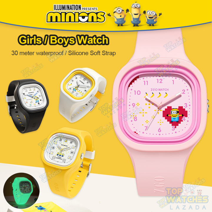 100-ของแท้-minions-นาฬิกาสำหรับเด็กผู้หญิงนาฬิกากันน้ำนาฬิกาควอตซ์สำหรับเด็กนาฬิกาข้อมือเด็ก-clear-luminous-scratch-resistant-8877