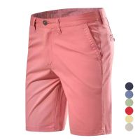 【CW】 Man Shorts Cotton Middle Waist Male Luxury Business Men Printed Beach Stretch Chino Classic Short Homme