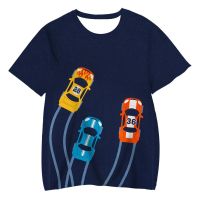 2023 Summer New Childrens Fashion Cartoon 3D Printing Car Childrens Short Sleeved T-shirt Girls T-shirt Childrens Clothing
