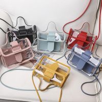 【Lanse store】Spring Summer Fashion Women  39;s Transparent Square Sling Bag Cool PVC Shoulder Bag Messenger Bag Mobile Sweet Lady Bag