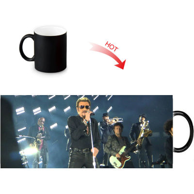 Custom Johnny Hallyday Pattern Color Change Water Mug 350ml Heat Reveal Coffee Cups Temperature Sensitive magic Mugs