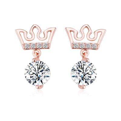 YINGRUIARNO Women Zircon Earrings plated 18K Rose Gold