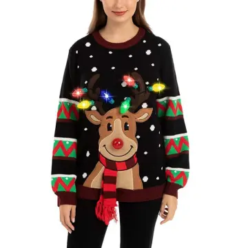 Reindeer light deals up sweater