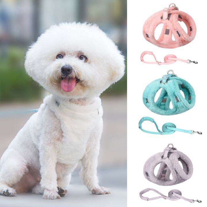 ชุดบังเหียนจูงลูกสุนัขขนและสายจูงแบบหนา-pets-baby-สำหรับลูกสุนัขสัตว์เลี้ยงอุ่นฤดูหนาวชุดสายรัดจูงแมวอุปกรณ์เสริมโซ่บิชอน