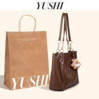 Zara○ กระเป๋า YUSHI สำหรับผู้หญิง,กระเป๋า YUSHI เป็นเนื้อสัมผัสธรรมชาติจุได้เยอะกระเป๋าโท้ทดีไซน์กระเป๋าถือกระเป๋าสะพายข้างขนาดเล็ก