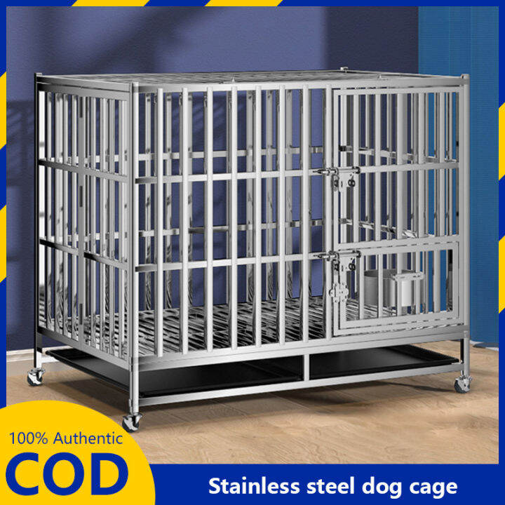 Large Stainless steel dog house with toilet and dog bowl easy to