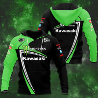 Fanmade Kawasaki racing team MotoGP polyester 3D printing lightweight Hoodie 4