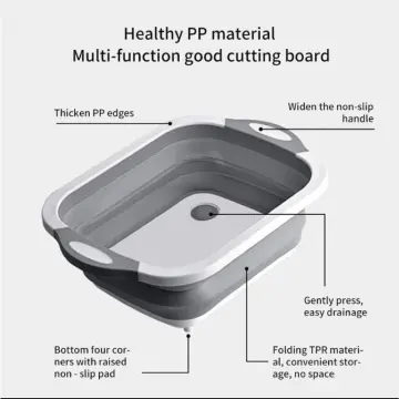 Plastic white and grey Folding Chopping Board Dish Sink Tub