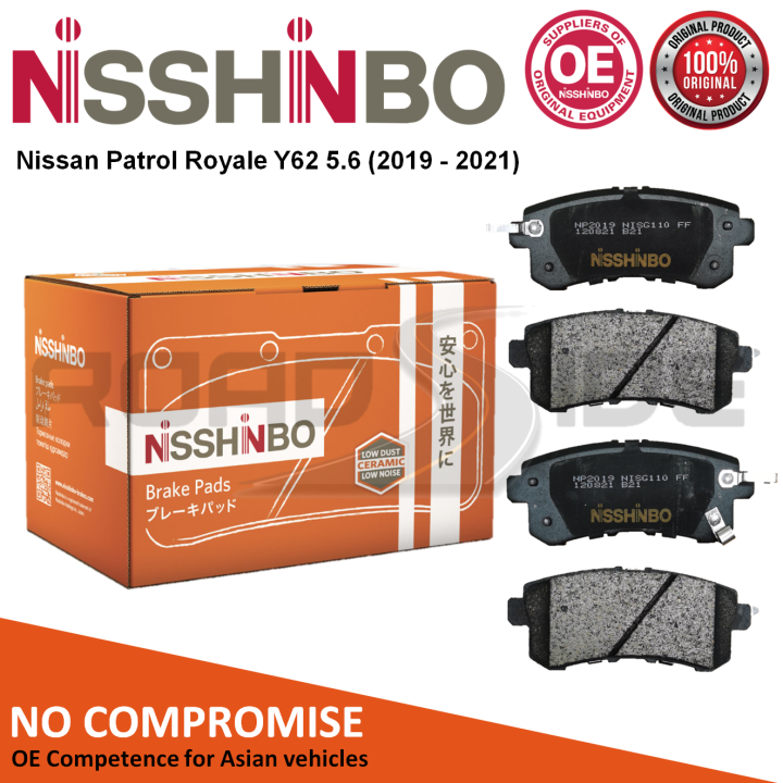 NISSHINBO Rear Brake Pads with SHIMS for Nissan Patrol Royale Y62 5.6
