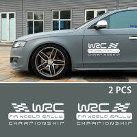 2ชิ้น WRC สติกเกอร์รถตกแต่งรถประตูด้านข้างกรอบกันชนสติกเกอร์รอยขีดข่วนประตูรถซ้ายขวา32*12เซนติเมตร