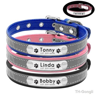 【hot】♛  Reflective Dog Custom Collar Adjustable Engraved Small Medium Dogs Cats Necklace Nameplate ID Tag Collars