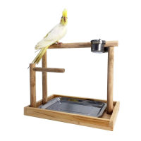 Bird Wood Playground With Foot Ring Parrot Perch Feeder Cups Parrot Toys Playgym For Cockatoo Parakeet Gym Playpen HW191