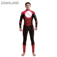 Zawaland Zentai เสื้อผ้าลายพิมพ์แมงมุมสำหรับผู้ใหญ่ผู้ชายชุดบอดี้สูท Zentai ผ้าสแปนเด็กซ์เครื่องแบบคอสตูมซูเปอร์ฮีโร่จัมพ์สูทลายแมงมุมชุดแมว