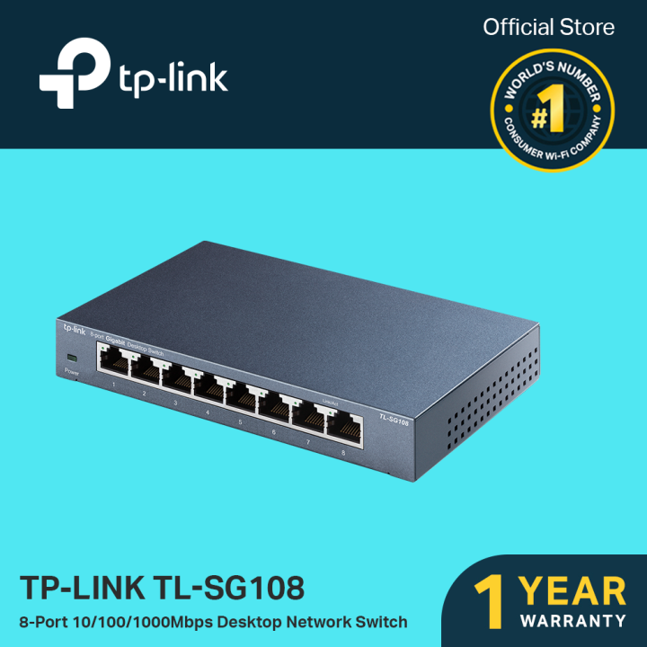 TP-Link 8-Port Gigabit Ethernet Switch, Desktop/Wall-Mount, Steel  Case(TL-SG108)