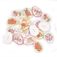 2 Holes Mix Flower Easter Egg Pattern Wooden  Buttons For Clothing Scrapbooking Carft Home Decor Sewing Accessories 25pcs M2583 Haberdashery