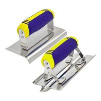 Concrete Hand Edger and Groover Tools Set Silver &amp; Blue Stainless Steel Tiling Tool Plaster Stucco Cement Finishing Kit