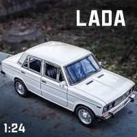 【RUM】1:24 Scale LADA โมเดลรถโลหะผสมแสงและเสียงเอฟเฟกต์รถของเล่นสำหรับเด็กผู้ชายของขวัญวันเกิดของเล่นเด็กเก็บรถ