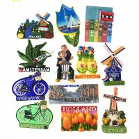 ✌℗❖ Fridge Magnets Amsterdam Rotterdam Netherlandssouvenirs 3d Hand-drawn Originality Resin Home Decoration