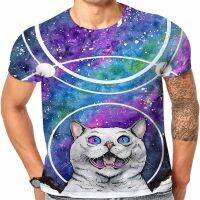 Starry Sky Cats Summer 3D Mens T-shirt แฟชั่นพิมพ์แขนสั้น O Neck Top Sport T-shirt ผู้หญิงคุณภาพเด็กเสื้อยืด XS-5XL