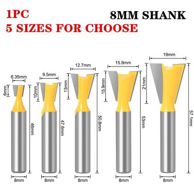 1-5pcs 8mm Shank 14 องศา Dovetail Milling Cutters 9/16－Joint Wood Router Bit Tungsten 2 Flute Cutters เครื่องมืองานไม้