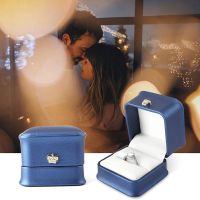 New Pu Leather Ring Box Velvet Jewelry Box Ring Holder Gift Packaging Storage Jewellery Organizer For Wedding Propose 2022