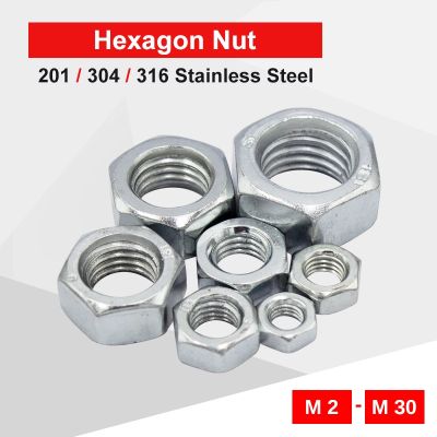 ▬ 1-50 PCS Hexagon Nuts M2 M2.5 M3 M4 M5 M6 M8 M10 M12 M14 M16 M18 M20 M22 M24 M27 M30 DIN934 304 / 201 / 316 Stainless Steel