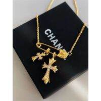 Chrome Hearts1✵✟☎ Cross Necklace Light Luxury Temperament Gold-plated Brooch Niche Design Personality Internet Celebrity Accessories High-end Live Streaming