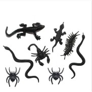đồ chơi troll Combo 06 con côn trùng toàn màu đen rắn, rết, thằn lằn, nhện,