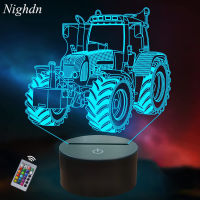 3D Illusion Lamp Tractor Night Light with Remote Control 16 Color Changing Desk Lamp for Kids Tractor Gifts for Boys