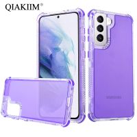 ☜ 3 in 1 Shockproof Phone Case for Samsung Galaxy S21 Ultra A72 A52 A32 A71 A51 A31 A21S A12 A20 A30 Candy Color Transparent Cover