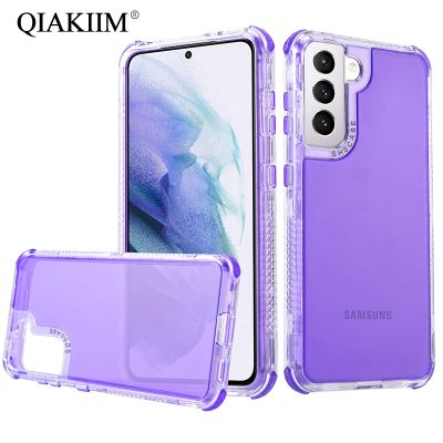 「Enjoy electronic」 3 in 1 Shockproof Phone Case for Samsung Galaxy S21 Ultra A72 A52 A32 A71 A51 A31 A21S A12 A20 A30 Candy Color Transparent Cover