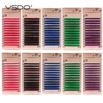 12 Rows Color Individual Lashes Russian Volume Eyelash Extension C/D Curl Colored Faux Mink Lashes Natural Graft False Eyelashes Cables Converters