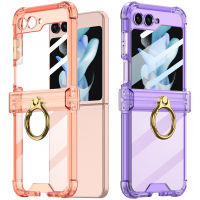 WindCase For Samsung Galaxy Z Flip 5 Transparent Case Shock-absorbing Cover with Hinge Protection &amp; Ring