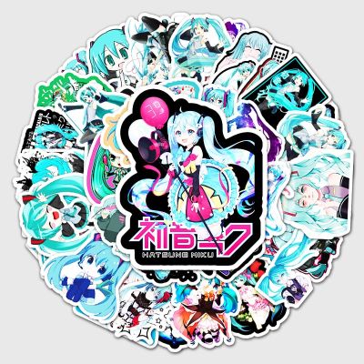 50Pcs Japanese Comic Cartoon Hatsune Miku Graffiti Stickers Luggage Laptop Motorcycle Car Decoration Stickers Stickers Labels