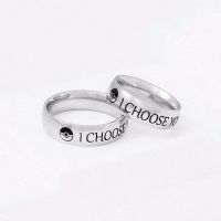 【CW】 I Choose You Ring Couple Stainless Steel Engagement Rings for Him and Her Ring of Promise of Pokemon Fans Man Woman Jewelry