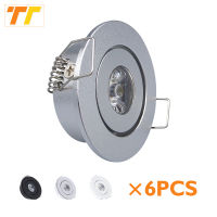 6pcs Led Mini Down light 3W 1W Dimmable Spot Light Recessed lights AC85-265V Ceiling light Aluminium 52mm