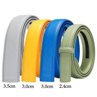 2.4cm 3.0cm 3.5cm Leather Automatic Buckle Belt Body Straps No Buckle Yellow Gray Blue Green Belt Without Buckle Men Women Belts