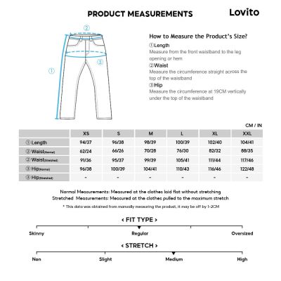 Lovito กางเกงมุสลิม ยืดหยุ่นสูง มีกระเป๋า L26ED080 (สีดํา)