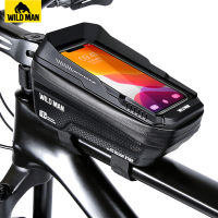 WILD MAN Hard Shell Bicycle Bag Front 6.7 Inch Touch Screen Bike Top Tube Bag Reflective Waterproof Mtb Bag Cycling Accessories