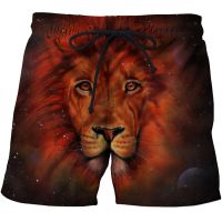 New Lion Graphic Shorts กางเกงขาสั้นผู้ชาย 3D พิมพ์ชายหาดกางเกงขาสั้นเบอร์มิวดาเซิร์ฟชุดว่ายน้ำ homme 2023 ฤดูร้อนว่ายน้ำกางเกงขาสั้น ropa hombre