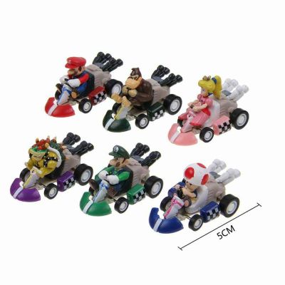 6 ชิ้น/เซ็ต Super Mario Kart ดึงกลับ Luigi รถ Mini Action Figure ของเล่นเด็ก Gift
