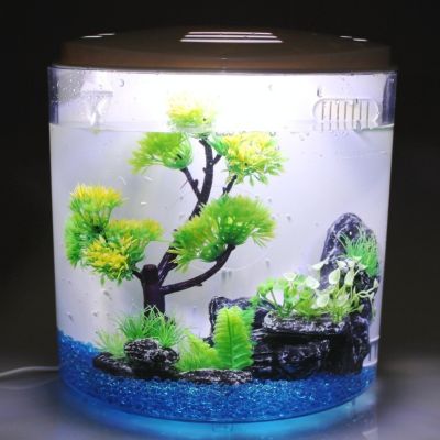 Sunsun 5L Mini Fish Aquarium กรองน้ำ Quiet Air เครื่องสูบน้ำ LED นิเวศวิทยาแบบพกพา Usb Nano Desktop Aquarium Betta Fish Goldfish