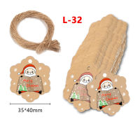 100pcs/set Merry Christmas Tags Hang Tag Ornaments Gift Label Kraft Paper 100pcs/set New Year Decoration Handmade with Rope DIY Card