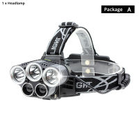 USB rechargeable LED Headlamp 5 white light or 3 white + 2 bule light waterproof led headlight fishing lamp use 18650 battery