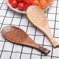 Wooden Fish Shape Soup Spoon With Pattern Soups Spoons Thickened Rice Scoop Ho Dining Room Cooking Scoops Kitchen Tool